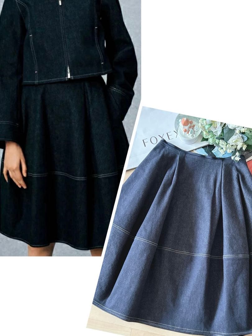 極美品！FOXEY2025即完売バロンデニムスカート 38 Rene
