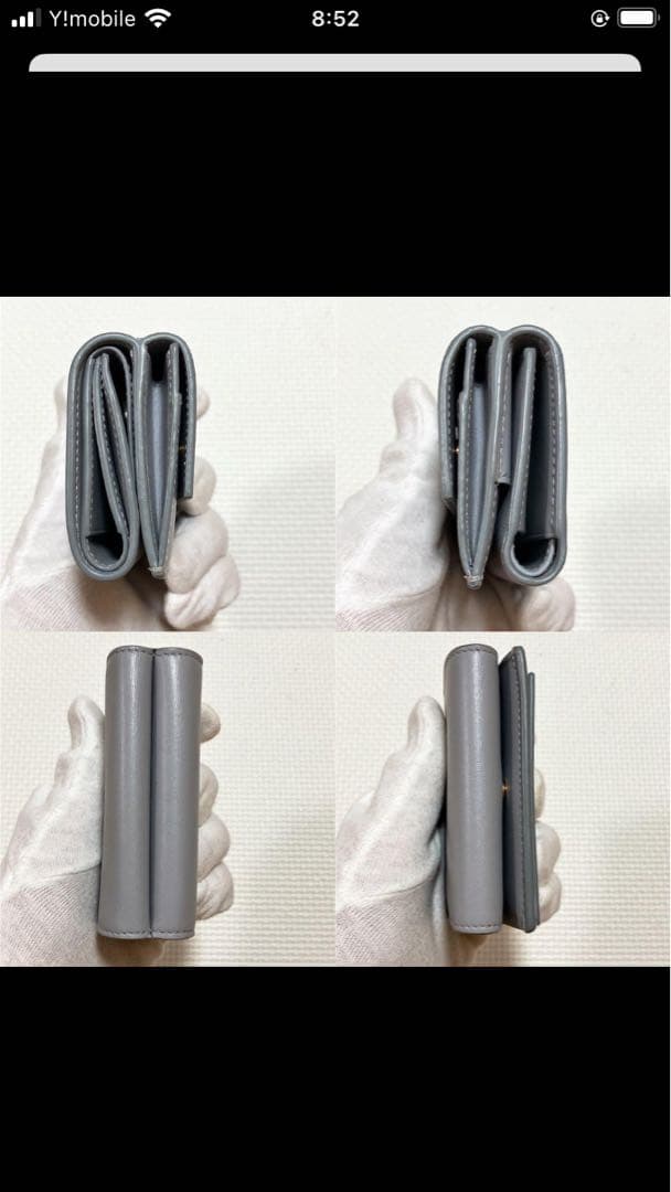 未使用　CELINE セリーヌ　レザートリフォールドウォレット　グレー　袋付き