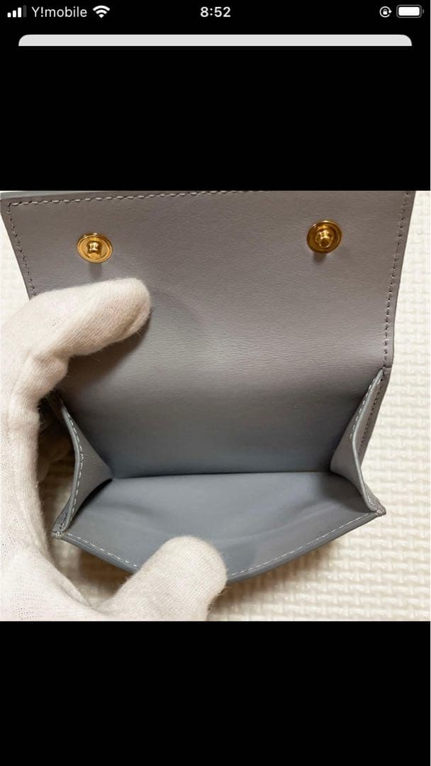 未使用　CELINE セリーヌ　レザートリフォールドウォレット　グレー　袋付き