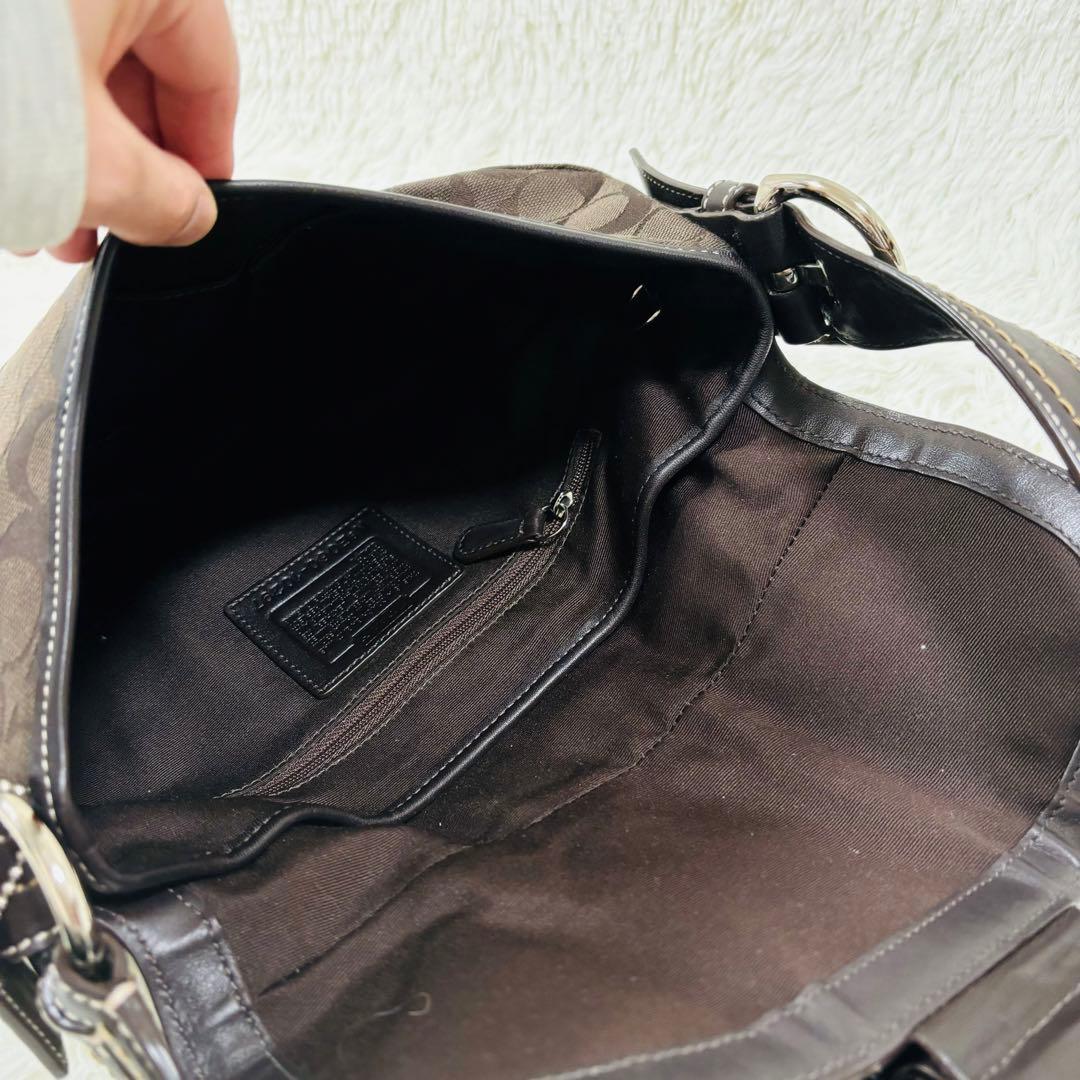 【美品】COACH ソーホー シグネチャー ワンショルダー10297 ブラウン