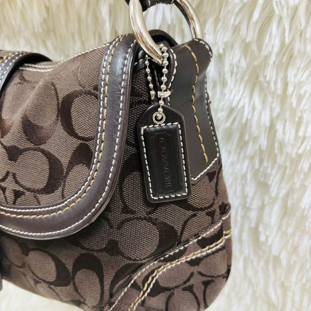 【美品】COACH ソーホー シグネチャー ワンショルダー10297 ブラウン