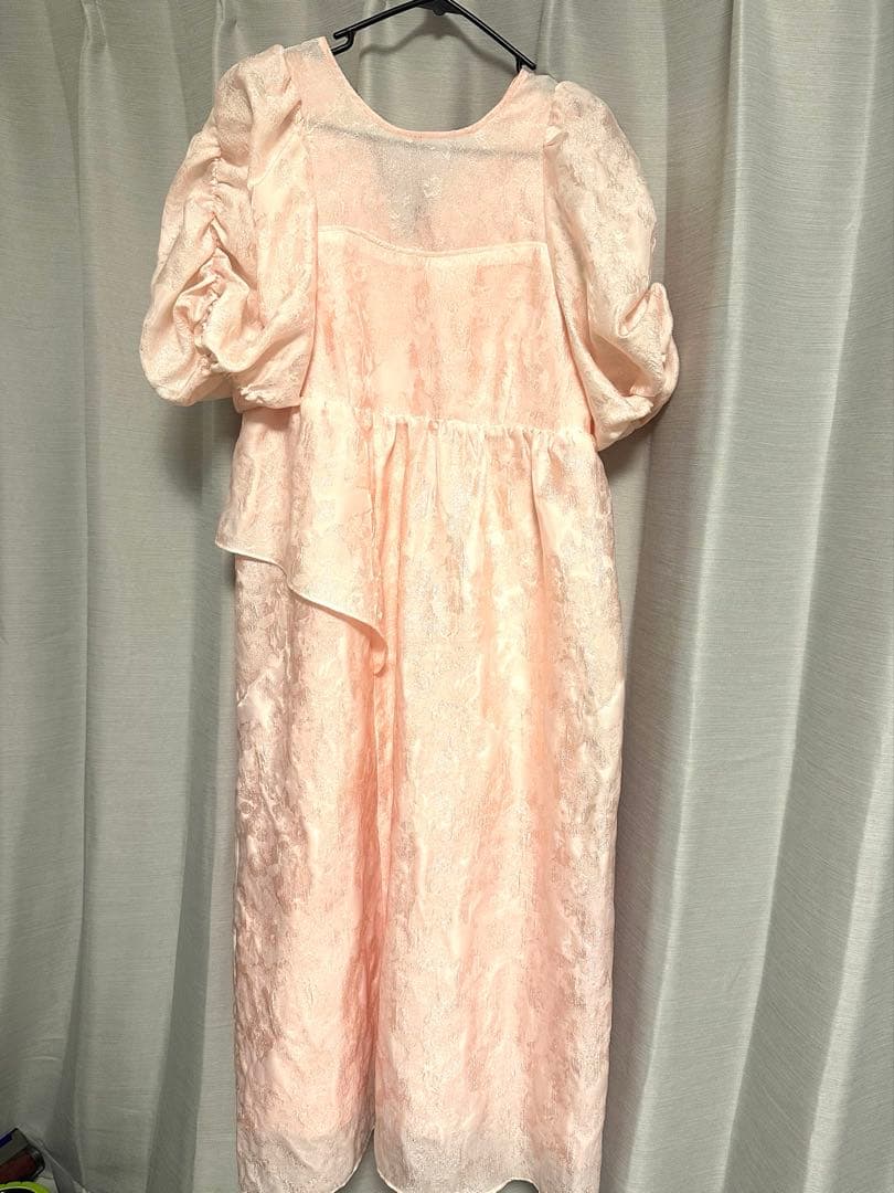 andresd ワンピース　バブルスリーブジャカードドレス ピンク