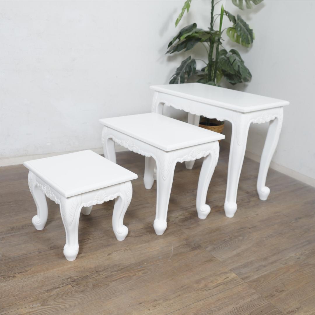 あるる　ヴィオレッタシリーズ　ネストテーブルセットアンティークホワイト