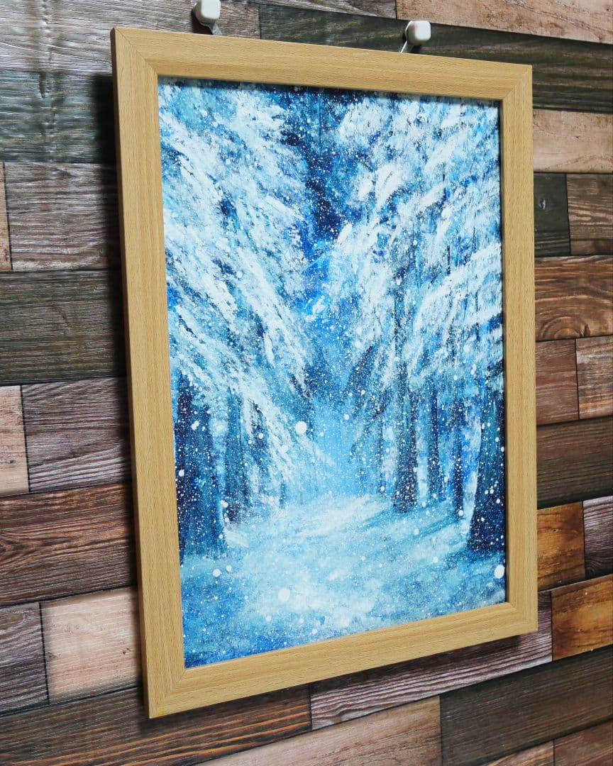 油絵 油彩 絵画 【森の冬】