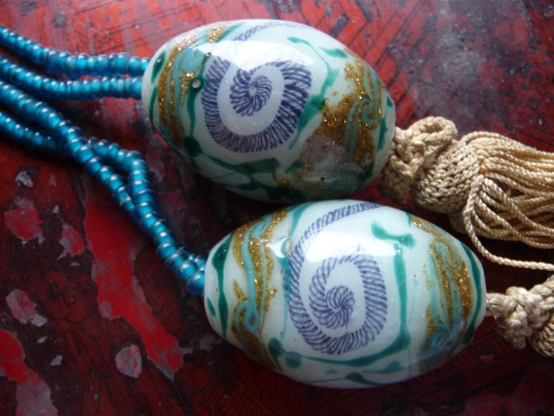 江戸ガラス　風鎮　大玉　伝統文様