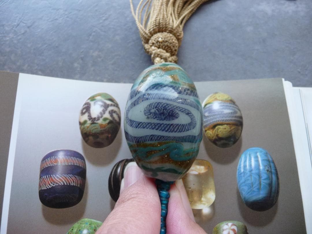 江戸ガラス　風鎮　大玉　伝統文様