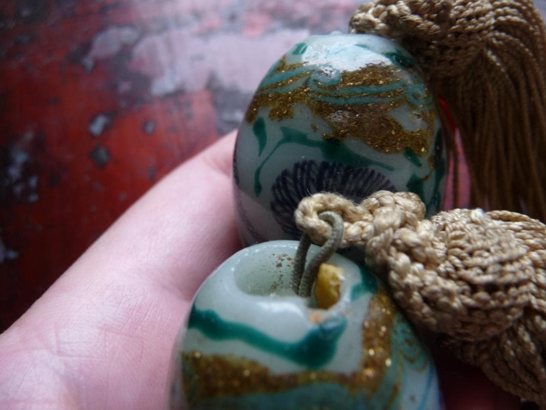 江戸ガラス　風鎮　大玉　伝統文様