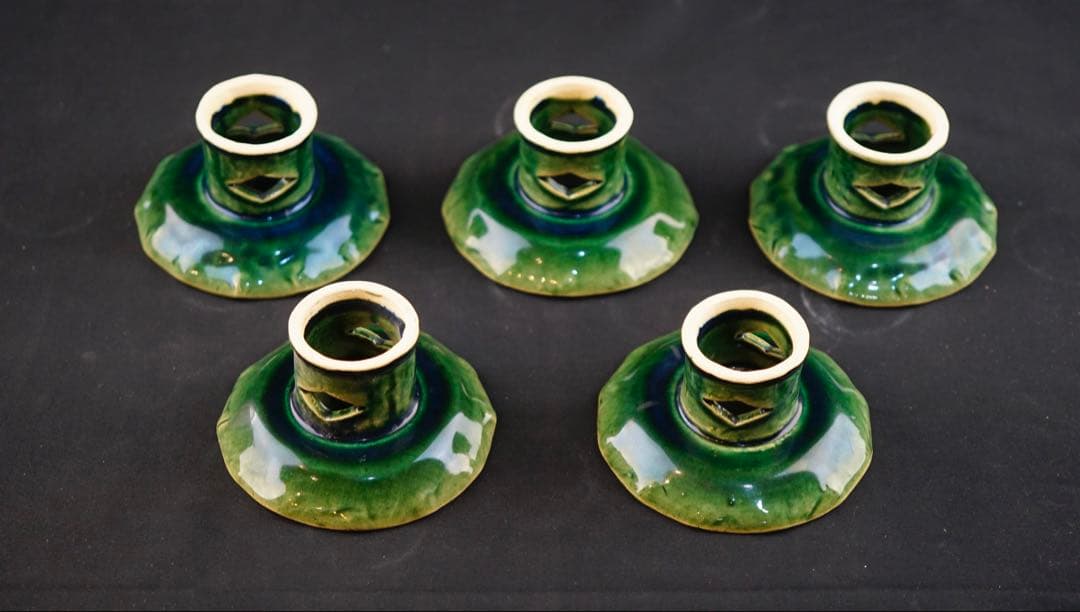 総織部高台皿 ５客揃 幸兵衛窯 加藤卓男