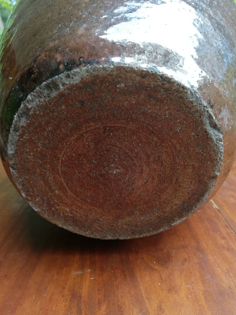 年代物、備前焼?黒釉薬壺