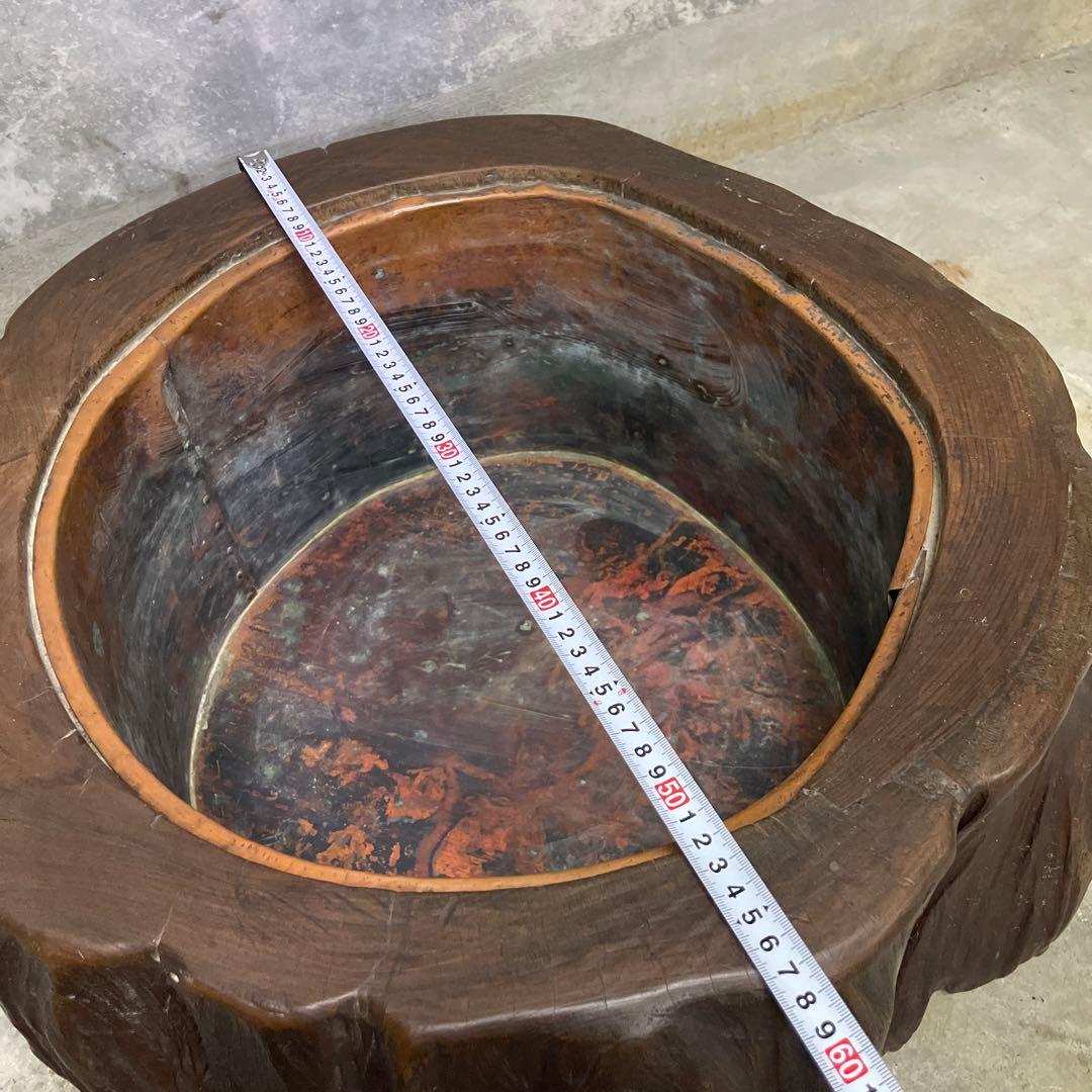 木株 掘り込み火鉢 一点物 時代火鉢　関東火鉢　ゴトク付き