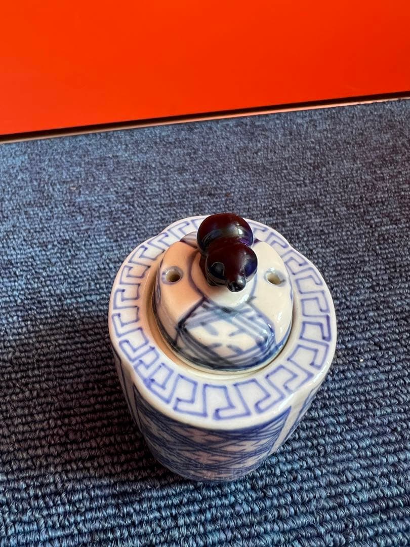 1001 中国　骨董　道八　染付　瓢箪香炉　時代物