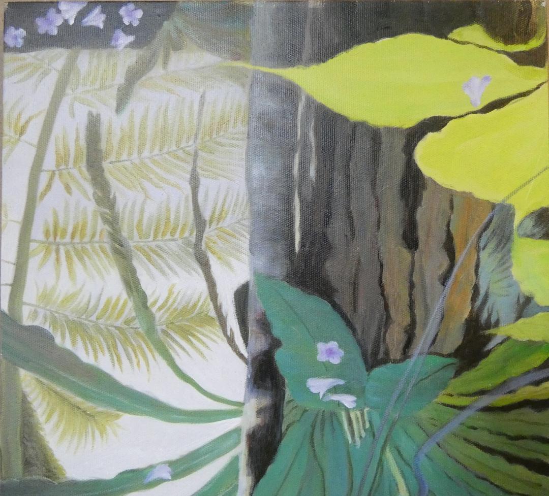 油絵　額付き　田中一村　【 奄美の杜 】手描き　M10