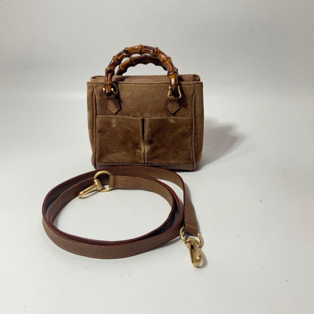 GUCCI グッチ バッグ ミニショルダーバッグ バンブー2WAYスエードレザー