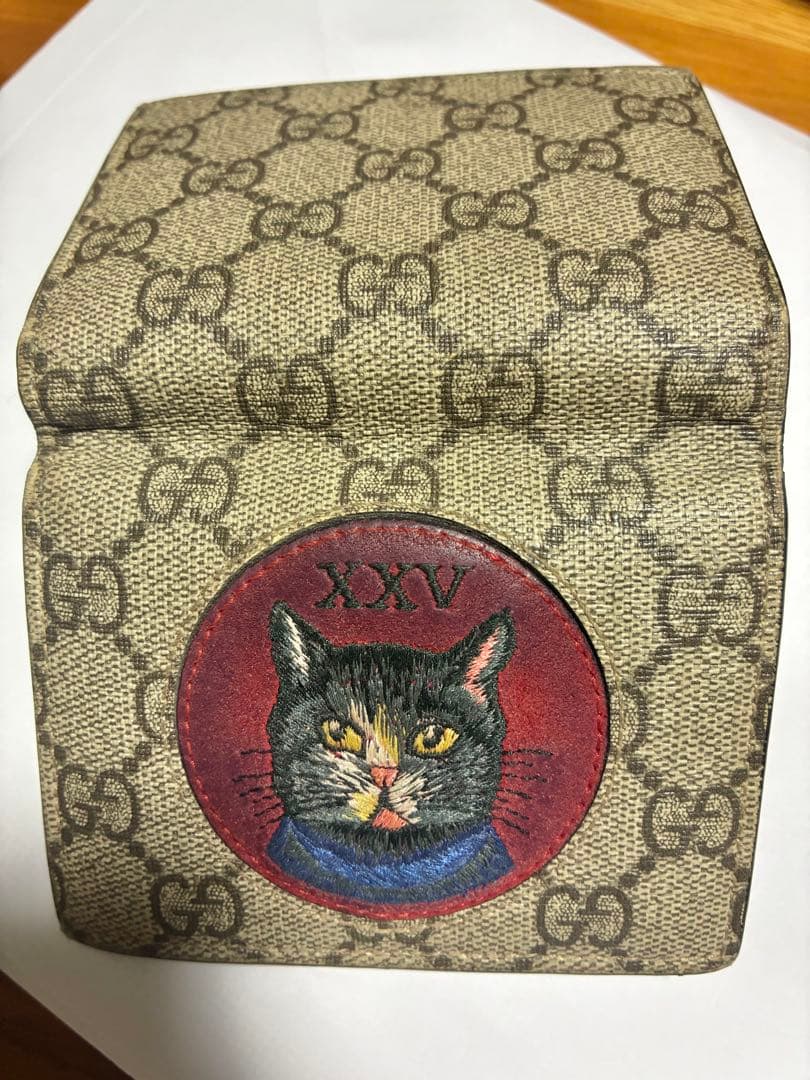 Y*マ様 グッチ ミスティックキャット スプリーム GG PVC 折り財布