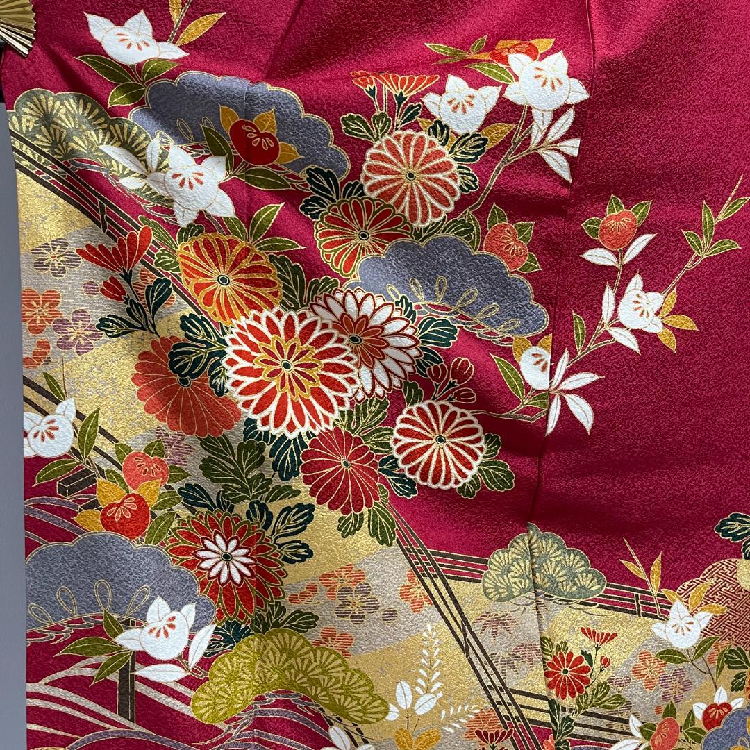 【新品未使用・仕立上・正絹】振袖－３＜さが美・耐油水加工済＞丈１５８㎝　裄６５㎝