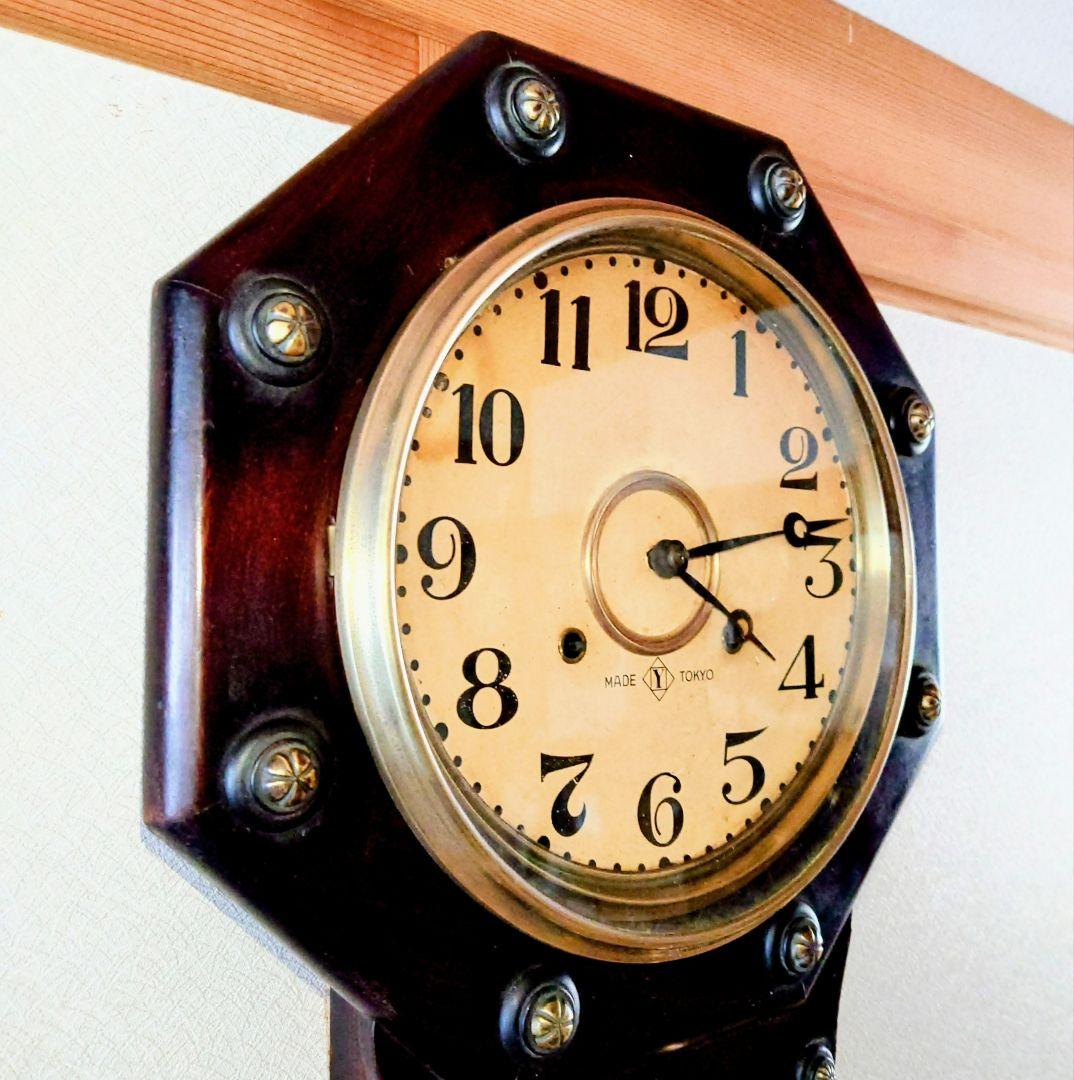 〈完動・美品〉イングラハム　ローズウッド和藤内八角ゼンマイ振り子時計　古時計