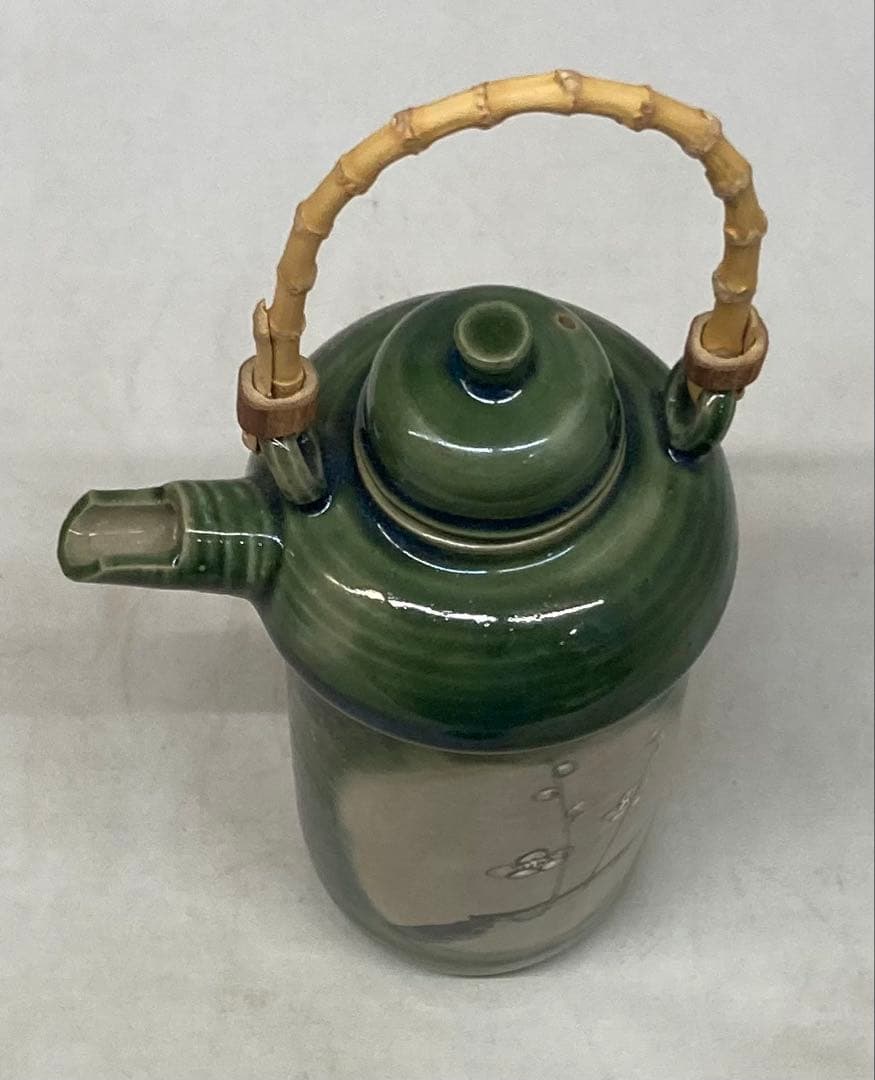 B469b 織部「酒器」「酒燗器」セット　金野光賀作　共箱　有神窯　尾道