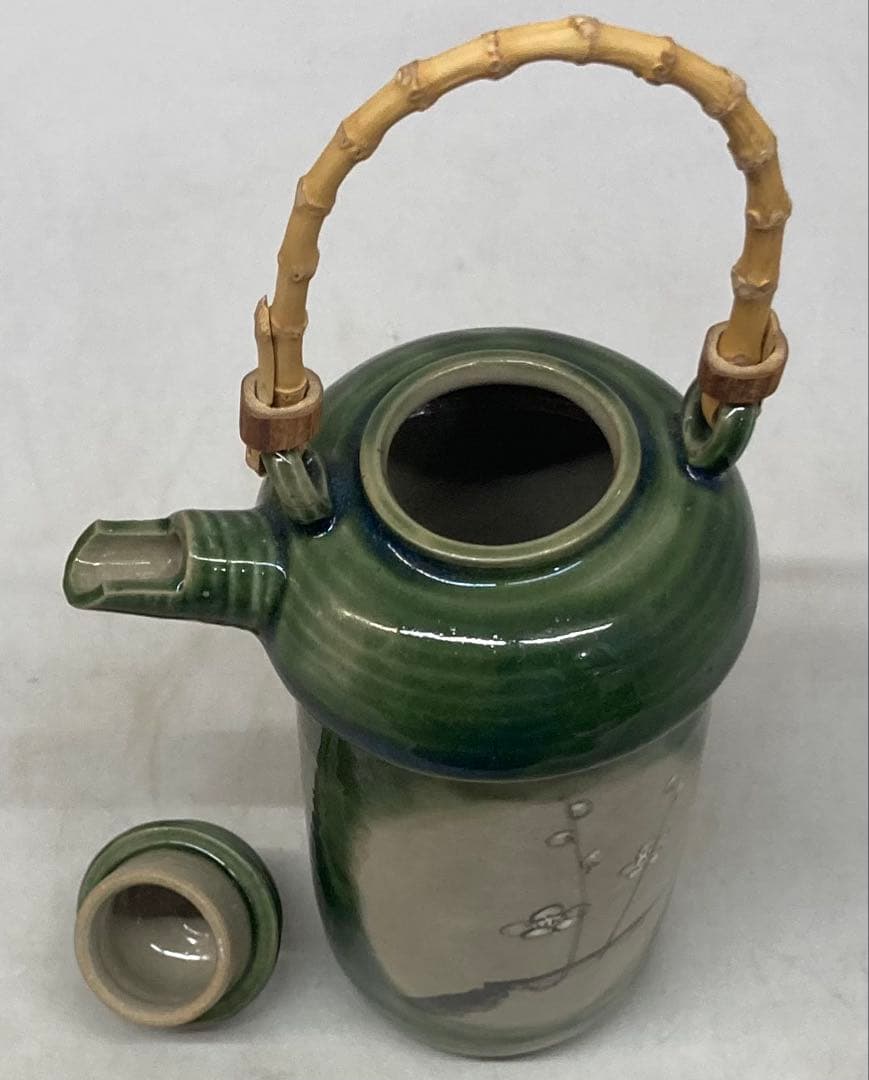 B469b 織部「酒器」「酒燗器」セット　金野光賀作　共箱　有神窯　尾道