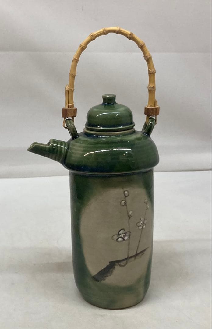 B469b 織部「酒器」「酒燗器」セット　金野光賀作　共箱　有神窯　尾道