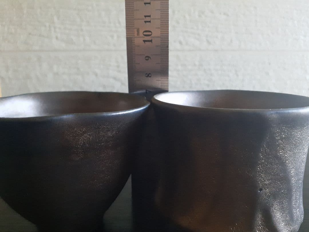 tacera 高橋 泰明 作 ぐい呑 ダークグレー陶器茶碗2個組