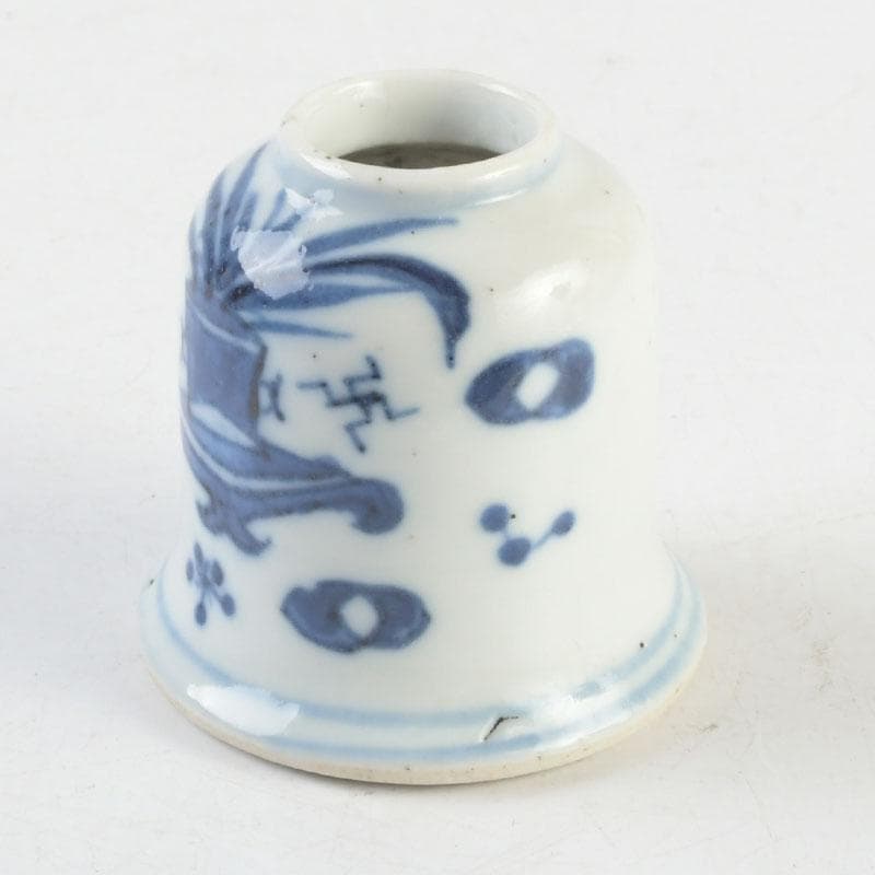 茶道具　伊万里焼　古染付　花草文　茶入　時代箱付　V　9309