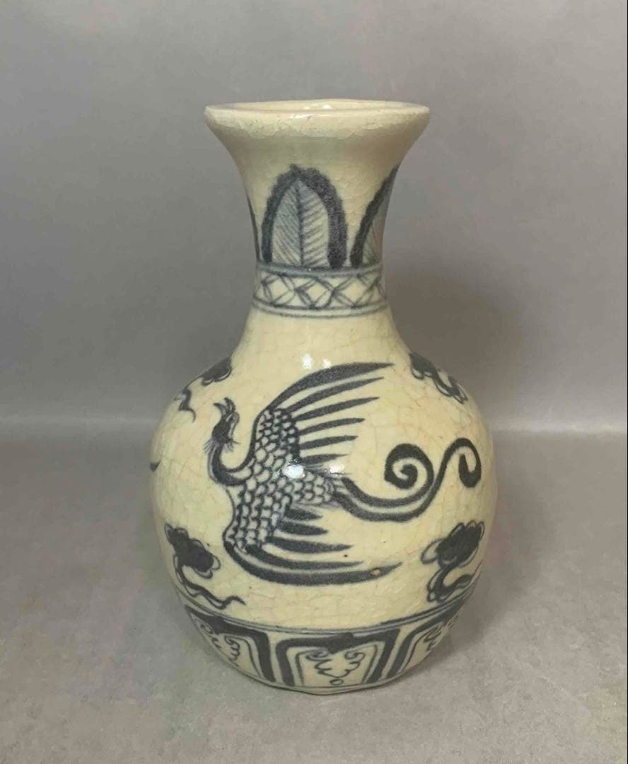 中国 染付鳳凰絵瓶　f2250417