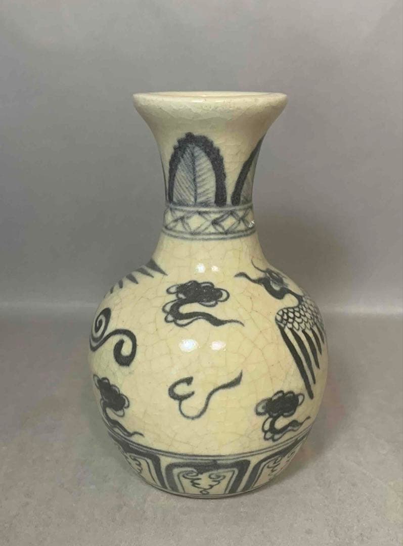 中国 染付鳳凰絵瓶　f2250417