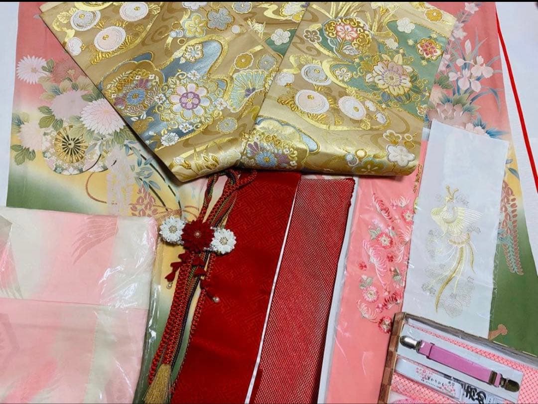 振袖フルセット　正絹　手書き京友禅　トールサイズ　ピンク　成人式