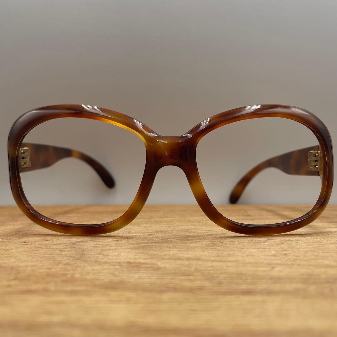 50年台フランス製⭐️イヴサンローラン曲智ハニーアンバーフレーム