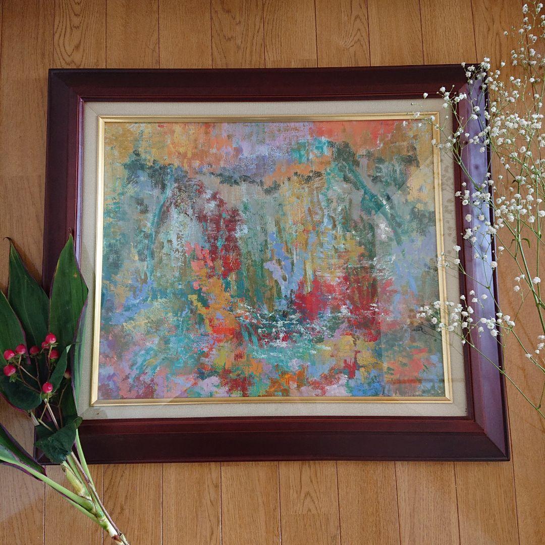 原画 １点もの 『ある日の花屋にて』 油絵 キャンバス 抽象画 花 インテリア