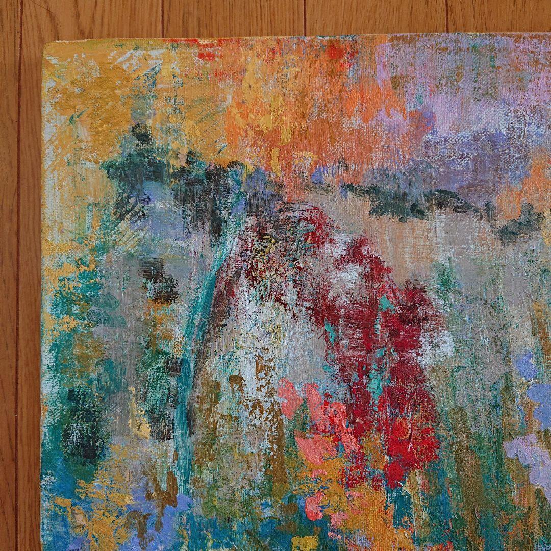 原画 １点もの 『ある日の花屋にて』 油絵 キャンバス 抽象画 花 インテリア