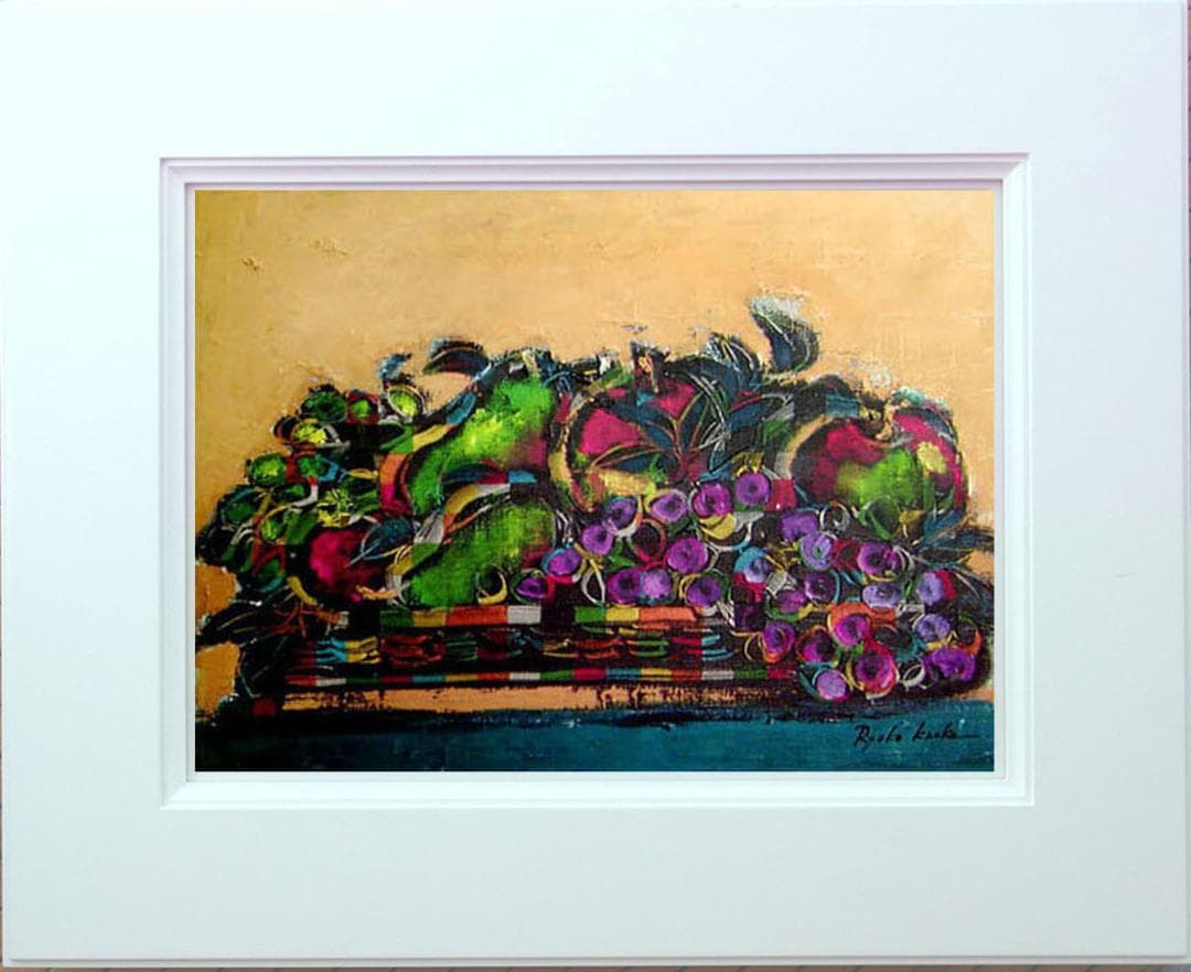 油絵 絵 絵画 インテリア 額付(白) uF6-061104 静物 果物