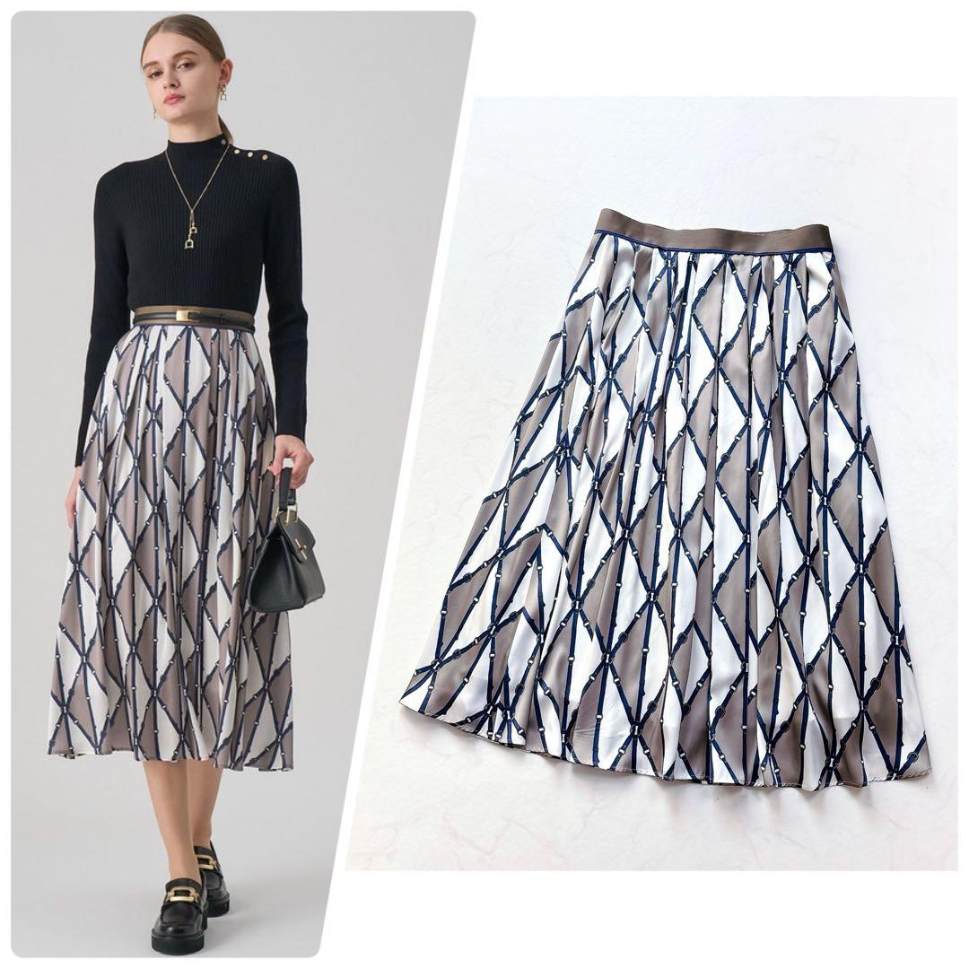 【ANAYI】25AW 新作　即完売色　ベルトプリント　ランダムタックスカート