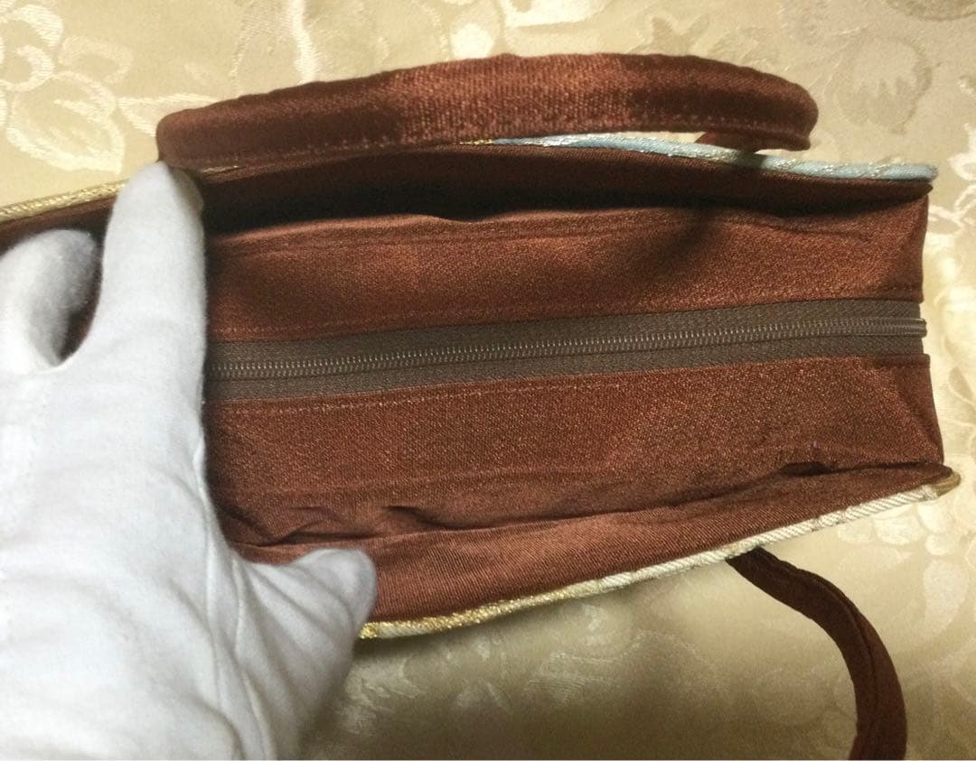 利休バッグ 菊　紅葉柄