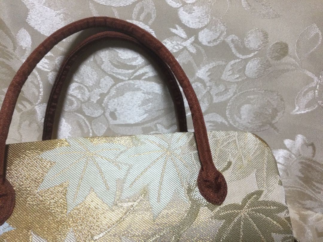 利休バッグ 菊　紅葉柄