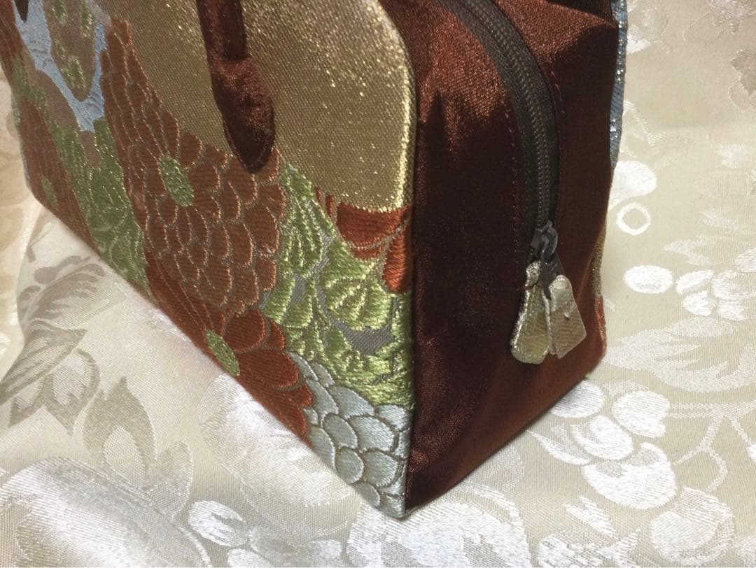 利休バッグ 菊　紅葉柄