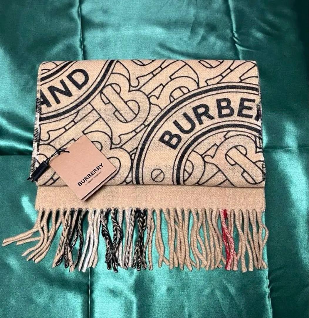 BURBERRY チェック柄 ロゴ リバーシブル マフラー