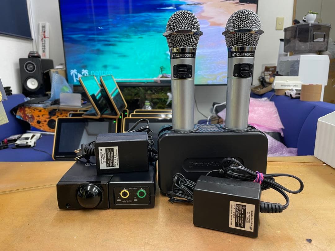 オーディオテクニカ赤外線ワイヤレスマイクセット　シルバー極上