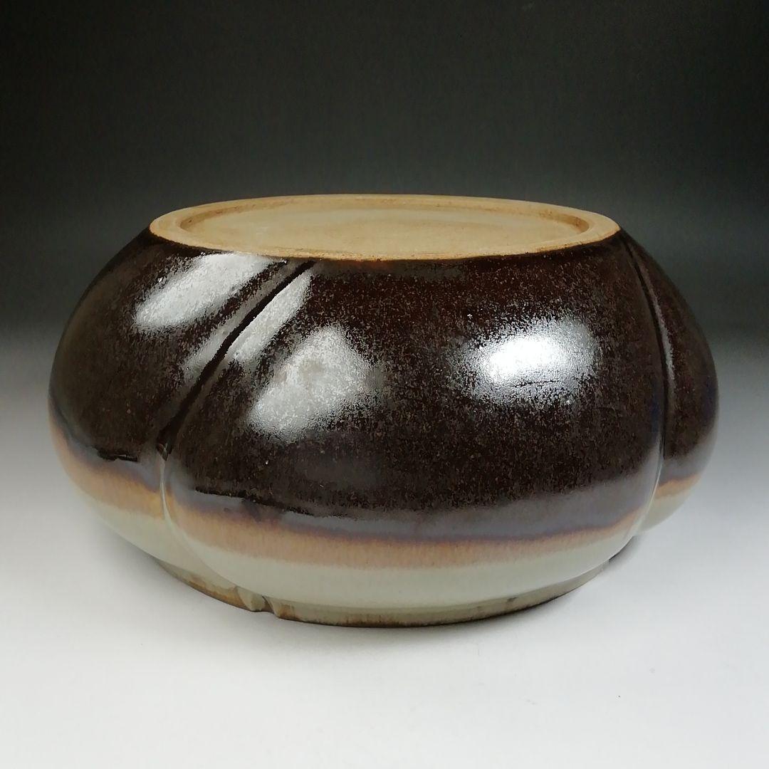 Ｔ６８９　水指　『捻梅　水指』『膳所焼』『淡海ぜぜ 陽炎園 造』　共箱　茶道具