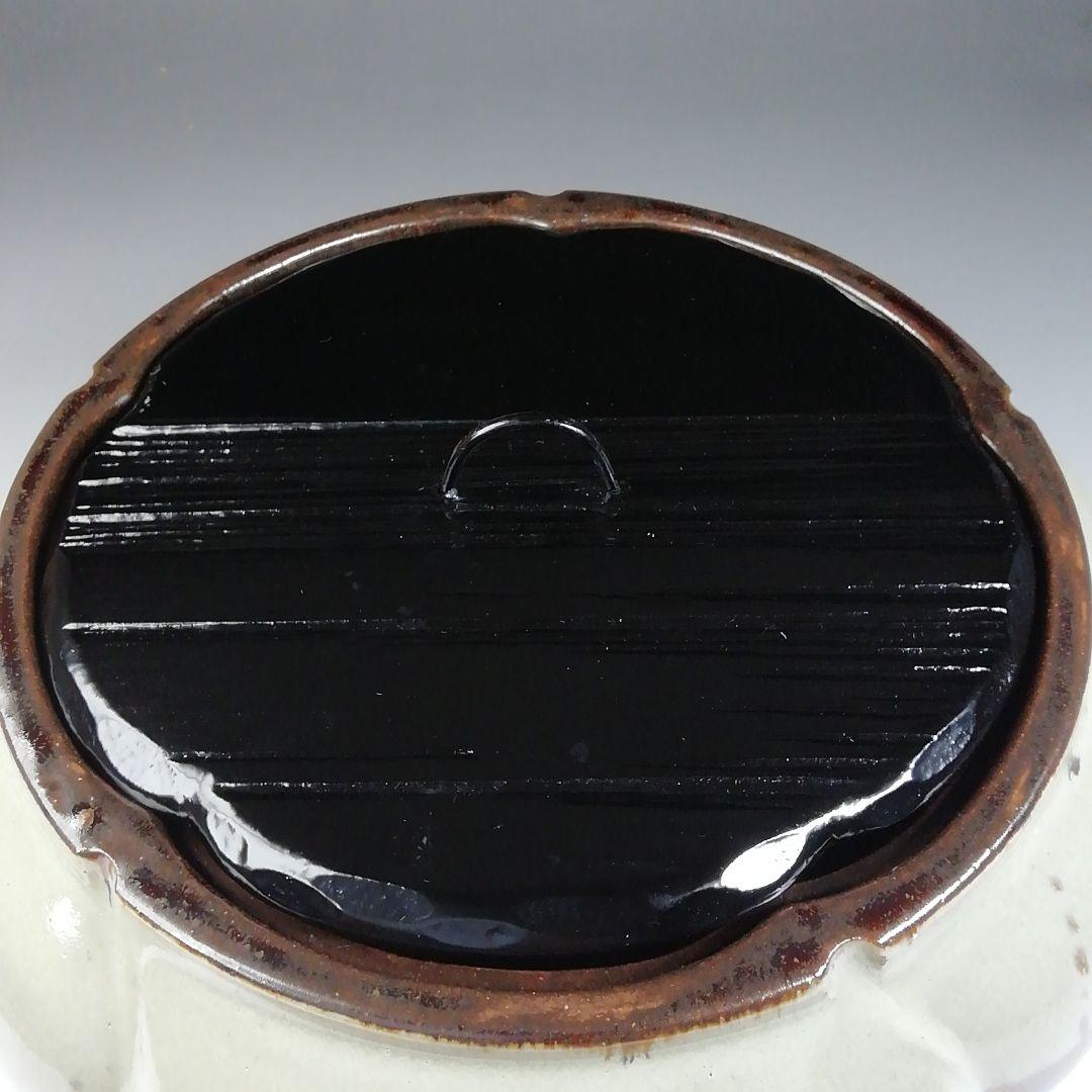 Ｔ６８９　水指　『捻梅　水指』『膳所焼』『淡海ぜぜ 陽炎園 造』　共箱　茶道具