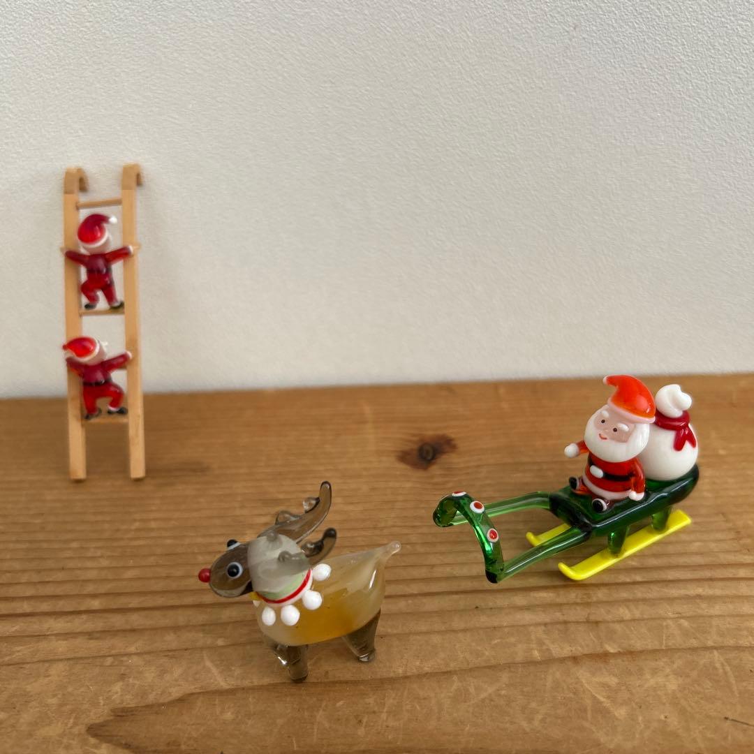 ガラス細工　クリスマス　梯子サンタ　ツリー　トナカイ　プレゼント
