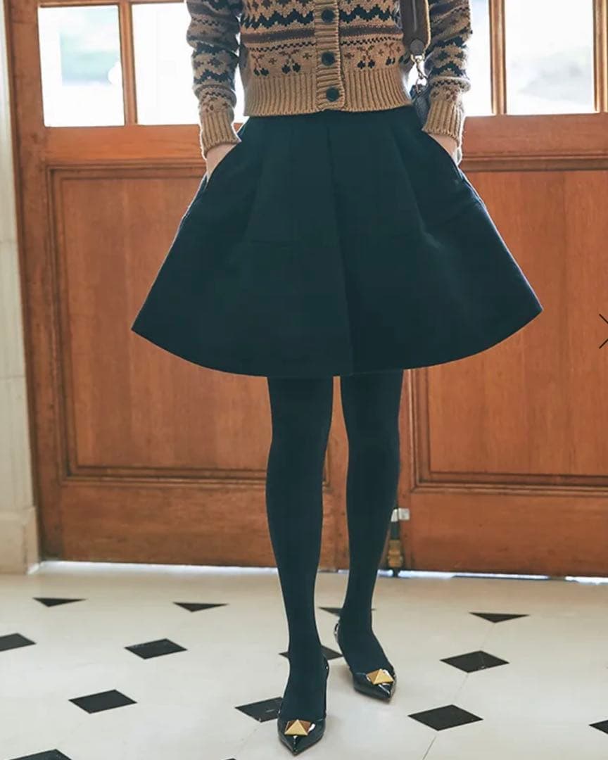 ハイウエストフレアキュロット(ブラック)Mサイズ