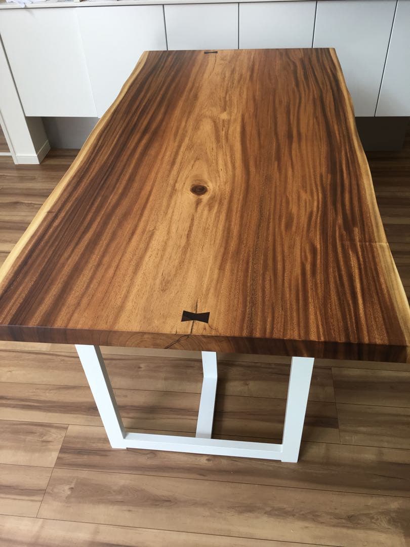 モンキーポッド　一枚板　アイアン　脚付