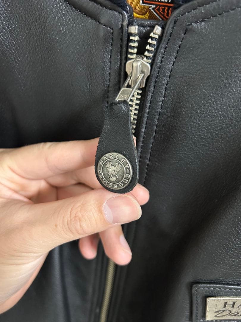 90s ハーレーダビッドソン レザージャケット M ブラック×オレンジ ボンバー