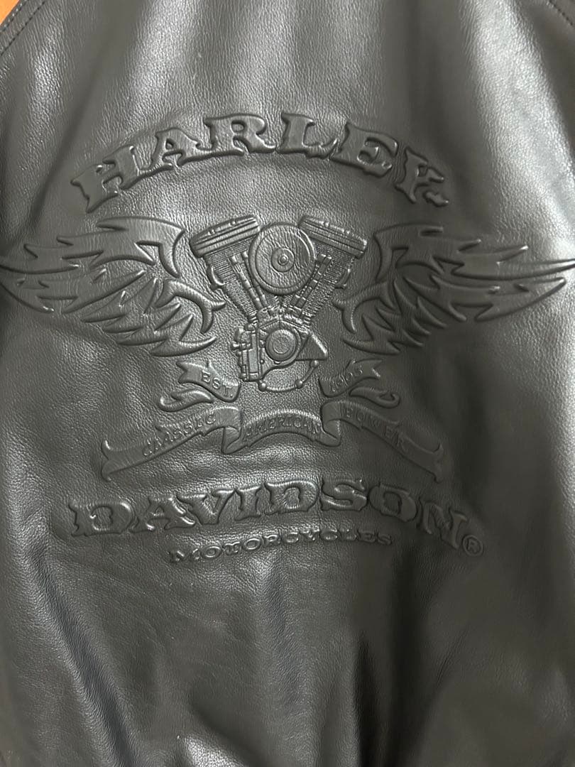 90s ハーレーダビッドソン レザージャケット M ブラック×オレンジ ボンバー