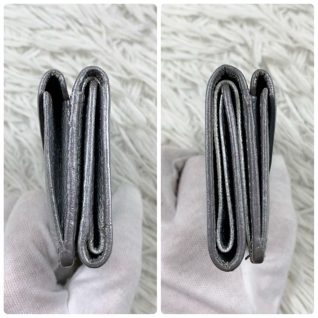 【✨極美品✨】バレンシアガ 三つ折り財布 ペーパーミニウォレット シルバー 袋付