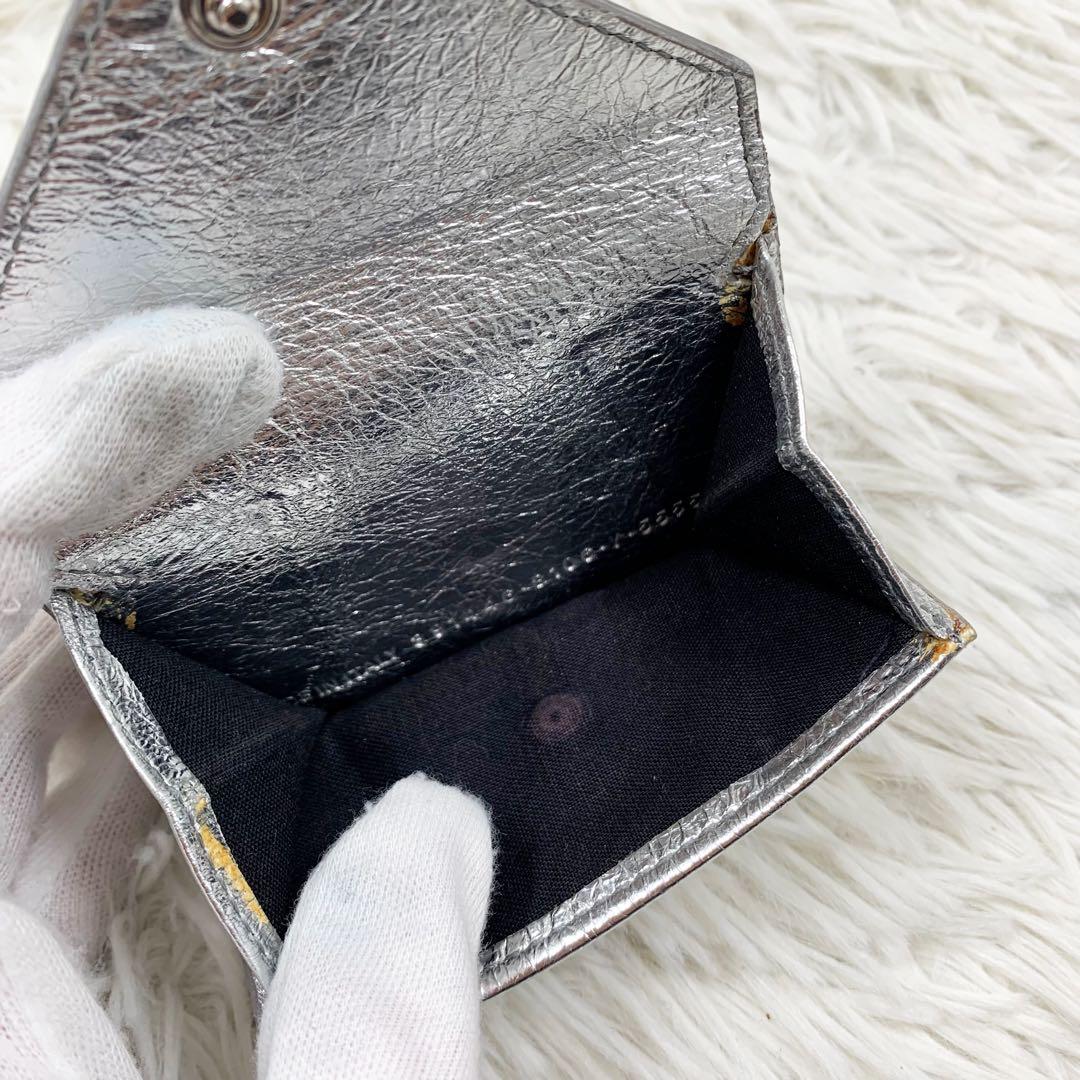 【✨極美品✨】バレンシアガ 三つ折り財布 ペーパーミニウォレット シルバー 袋付