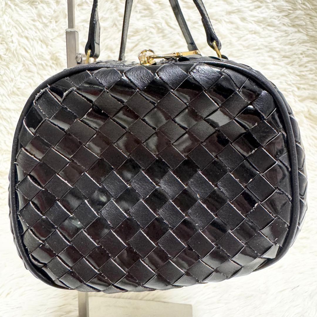 美品✨BALLY ハンドバッグ 編み込み メッシュ 金ロゴ レザー ブラック