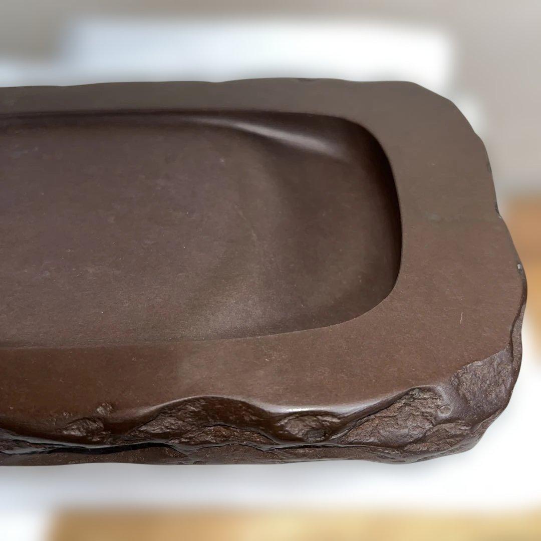 ⭕️赤間硯　名工　堀尾卓司　野面硯　共桐箱　女性好み作品　均整ある美品