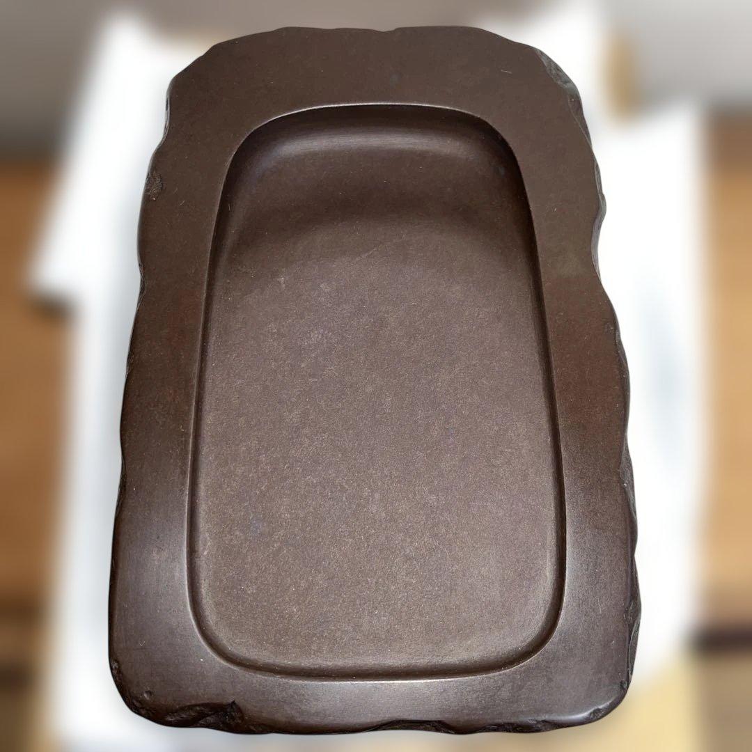 ⭕️赤間硯　名工　堀尾卓司　野面硯　共桐箱　女性好み作品　均整ある美品